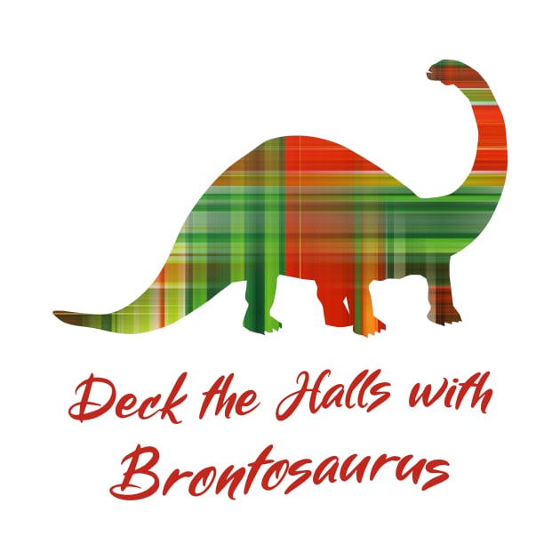 Brontosaurus Dinosaur Christmas Carol Funny Deck the Halls by TammyWinandArt