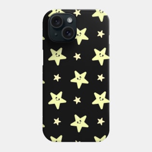 Kawaii Cute Star Pattern in Black Phone Case