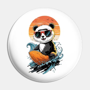 Cool Surfing Panda Bear Pin