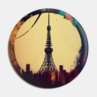 Tokyo tower abstract pop art cityscape Pin