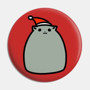 Fat Gray Christmas Cat Pin