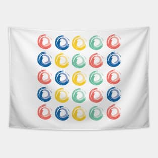 Colorful Circles, Pink, Blue, Yellow and Green Tapestry