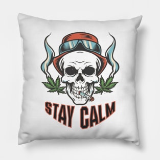 Chill Vibes, Stay Calm Skull Pillow