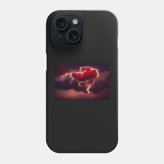 Red Broken Heart in the Clouds /  Broken Hearts Unwind Designs Phone Case by Unwind-Art-Work