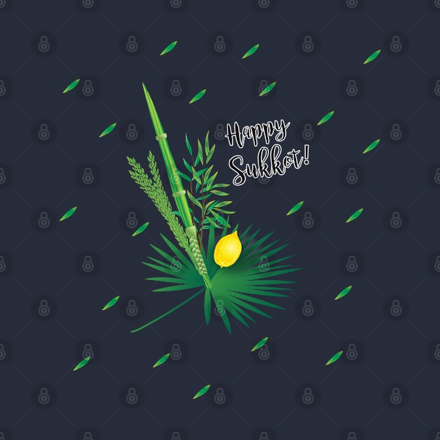 Sukkot Lulav and Etrog Tropical Leaves Jewish Holiday by sofiartmedia