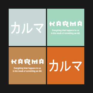 Japanese Aesthetic Karma Symbol Kanji Pop Art Vintage 500 T-Shirt
