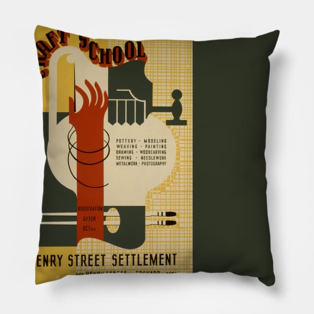 Advertising Poster - Craft School Pillow by CozyCanvas