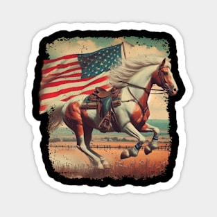 Patriotic Horse American Flag Horseback Riding Western Farm Magnet