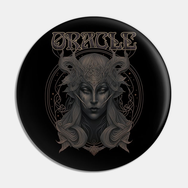 Oracle - Ancient Witch Priestess of Prophecy Art Nouveau Pin by AltrusianGrace