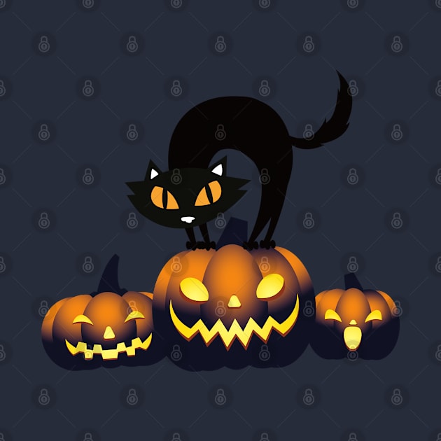 Halloween Spooky Pumpkins Black Cat and Happy Fall Season Autumn Vibes by BellaPixel