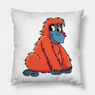 orange orangutan looks at us with a smile Pillow