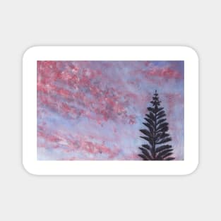 fluffy sunset and tree Magnet