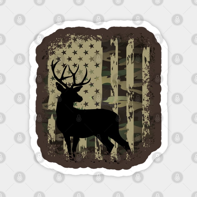 Camo US Flag Deer Elk Buck Camoflage Hunting Hunter Dad Magnet by Just Me Store