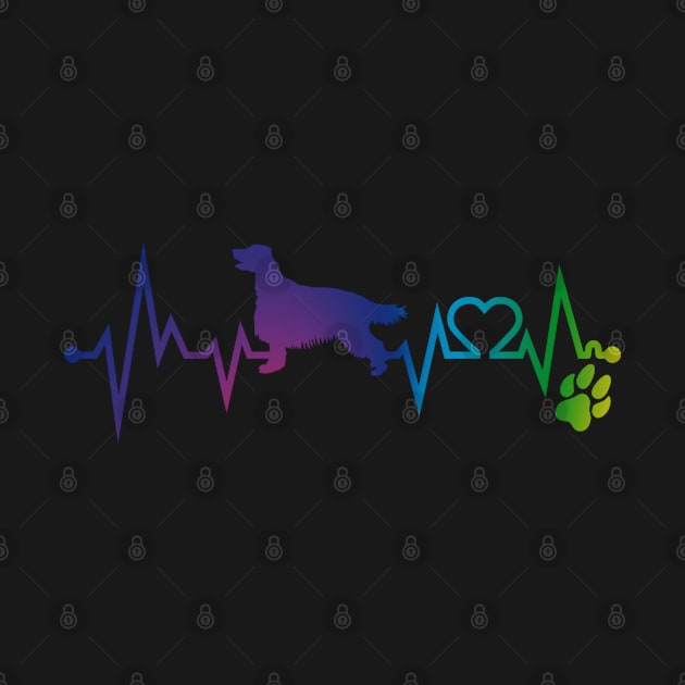 Irish setter Colorful Heartbeat, Heart & Dog Paw by kimoufaster