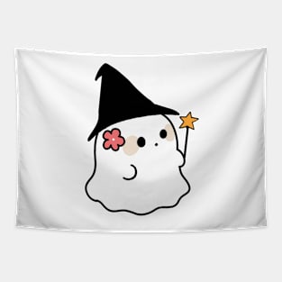 Witchy Ghost with flower pin Tapestry