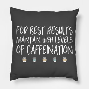 Coffee: For best results, maintain high levels of caffeination (white text + coffee cups) Pillow