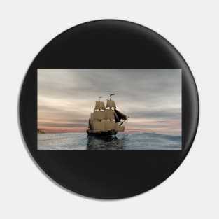 Sailing ship on high sea Pin