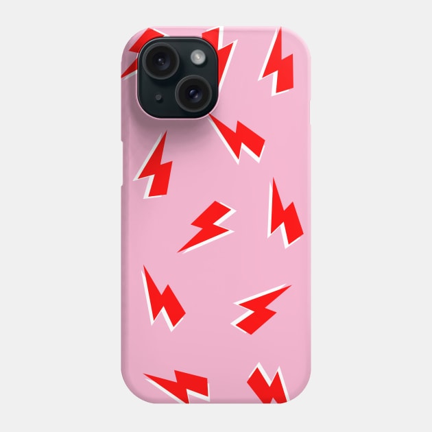 Red Lightning Thunder Bolt on Pink Phone Case by OneThreeSix