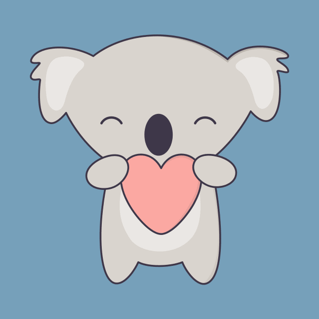 Kawaii Cute Koala Bear with heart by wordsberry