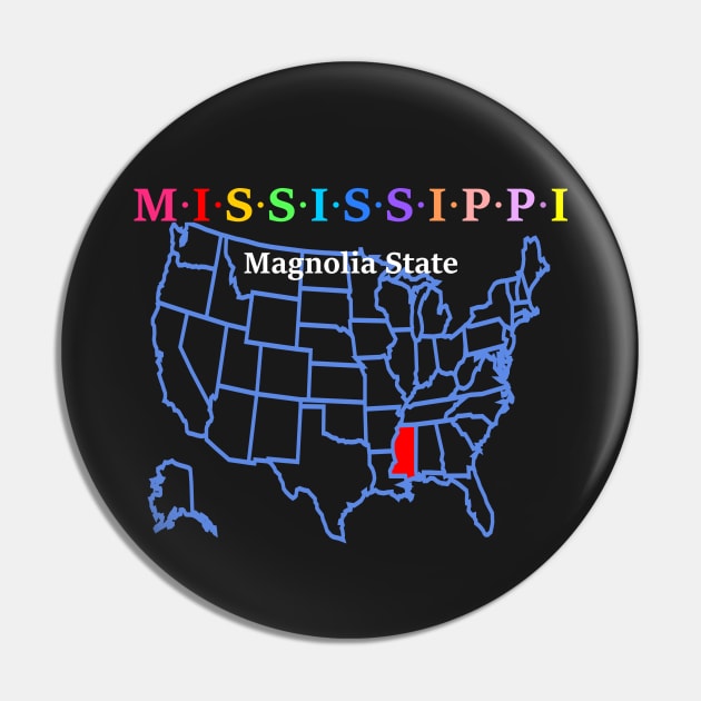 Mississippi, USA. Magnolia State. With Map. Pin by Koolstudio
