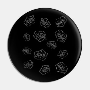 Blooming roses | rose petals | Black-and-white Pin