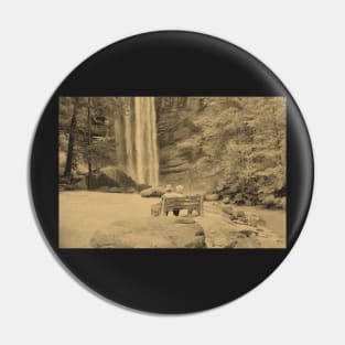 Vintage Newspaper Filtered Couple at Toccoa Falls Pin