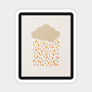 Cloud, Rain drops, Abstract, Mid century modern kids wall art, Nursery room Magnet