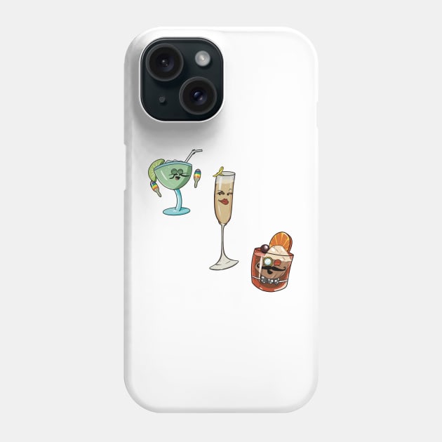 Cocktail Party Sticker Pack Phone Case by Owl-Syndicate