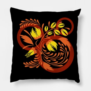 Folk flowers floral art print Flowers abstract art Pillow