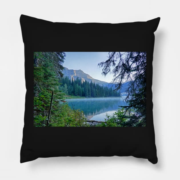 Emerald Lake Through the Trees Yoho National Park British Columbia Canada Pillow by WayneOxfordPh