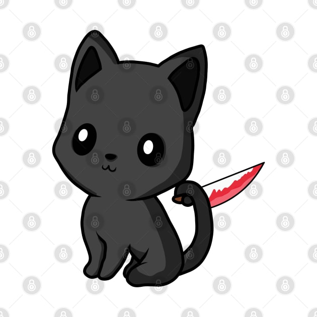 Black cute cat with knife! by Anime Meme's