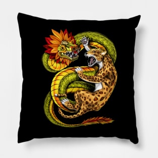 Aztec Jaguar vs Quetzalcoatl Pillow