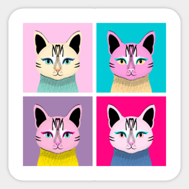 Cat Pop Art Cat Sticker Teepublic Au