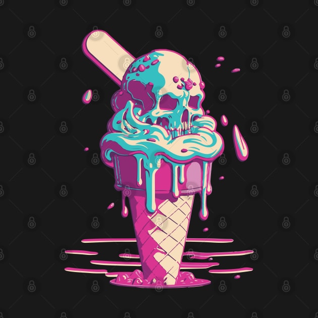 Ice Cream Cone Dessert Sugar Skull by MintaApparel