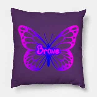 Pink neon Brave Butterfly Pillow