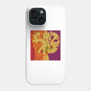 Tree, fall leaves orange plum gold red, fiber art textile photography mixed media digital Phone Case