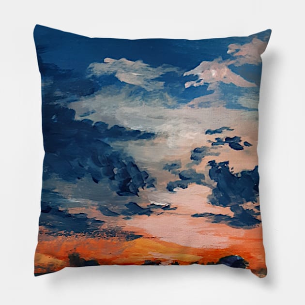 sunset abstract Pillow by ibtihella