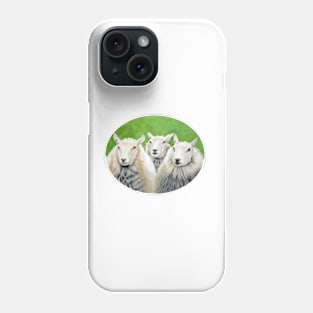 Three Sheep (green background) Phone Case