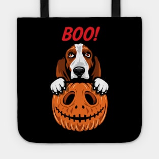 Halloween Pumpkin Basset Hound Tote