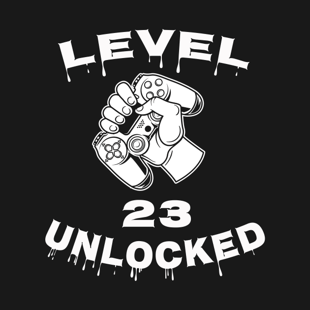 Level 23 Unlocked - Funny Mens 23rd Birthday Gamer by Happysphinx