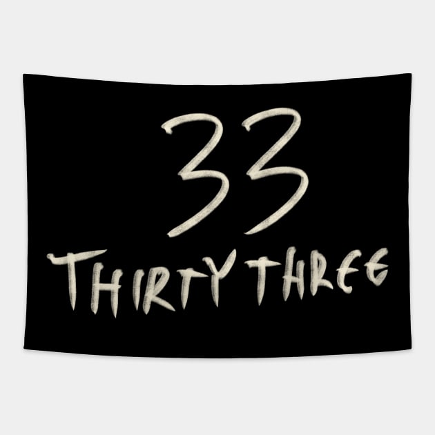 Hand Drawn Letter Number 33 Thirty Three Tapestry by Saestu Mbathi