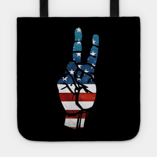 Peace hand patriotic, 4th of July, Peace sign, flag clipart, happy 4th of July Tote