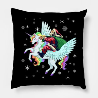 Santa Riding Unicorn Cute Christmas Pillow