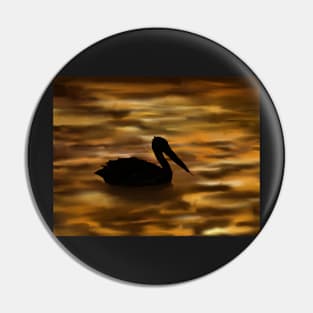 Pelican silhouetted at sunset Pin