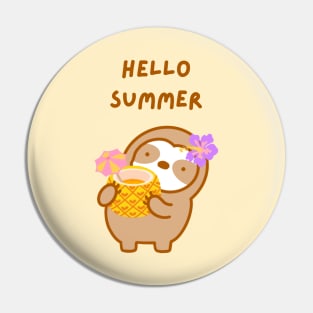 Hello Summer Pineapple Drink Sloth Pin