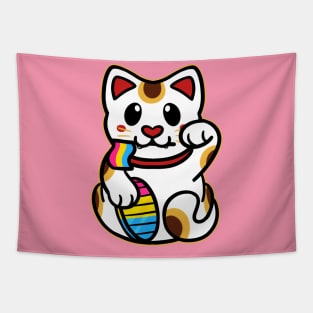 LGBTQ+ Pride Lucky Cat - Pansexual Tapestry