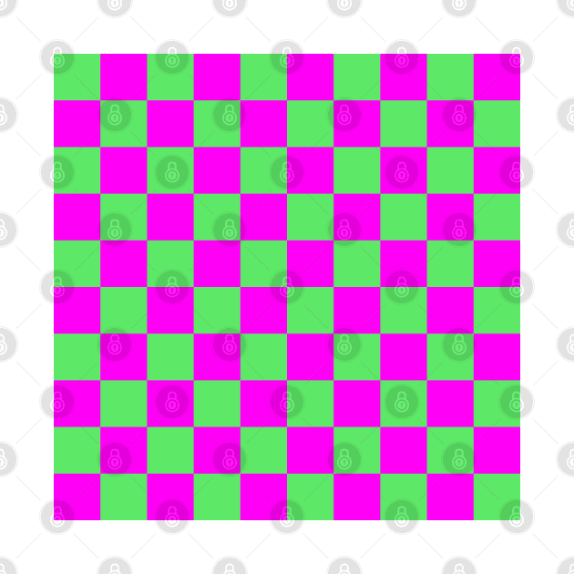 Checkerboard Square Seamless Pattern - Green & Magenta by DesignWood Atelier