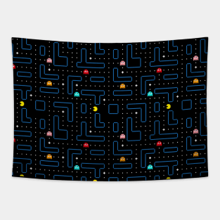 Pac-Man Retro Arcade Gaming Design Tapestry