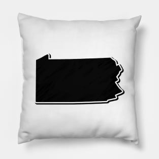 Black Pennsylvania Outline Pillow