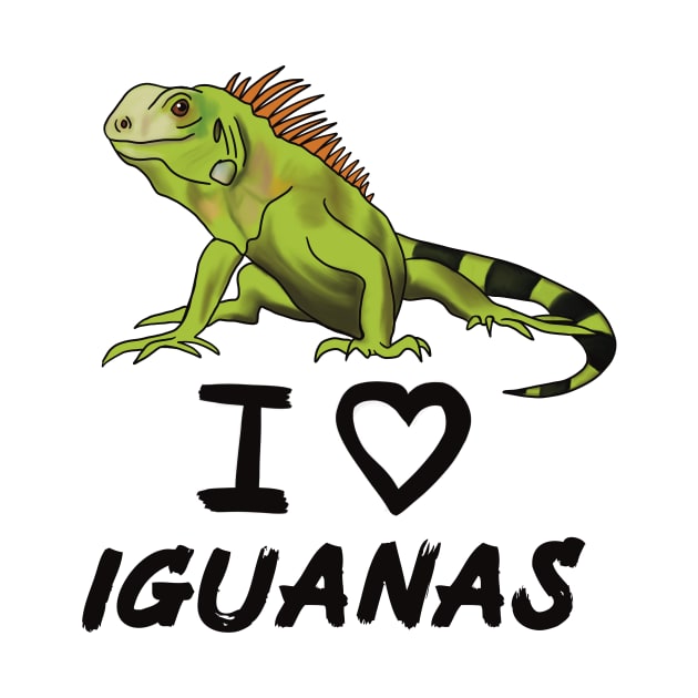 I Love Iguanas for Iguana Lovers, Black by Mochi Merch